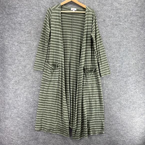 LulaRoe Top Women S Small Gray Striped Open Front Long Sleeve Cover Up Casual - Picture 1 of 9